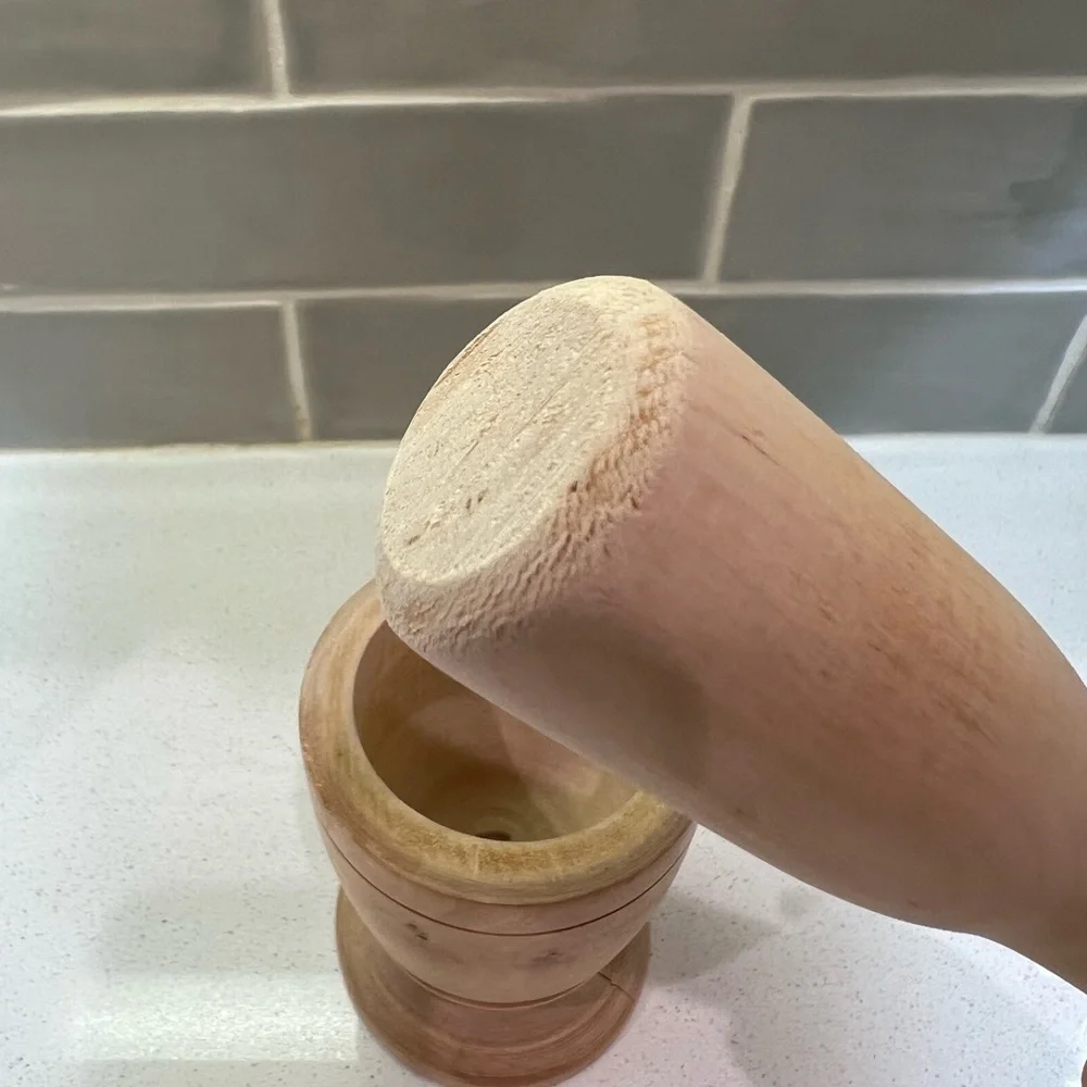 Wooden Puerto Rican Pilón & Maceta Caribbean Mortar & Pestle Handmade Muddler